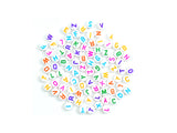 Alphabet Flat Round Beads Multi Colour Assorted 90/Pk
