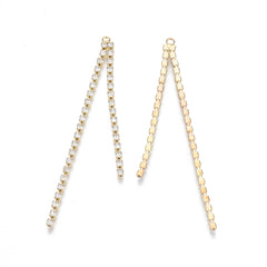 Rhinestone Chain Tassel Pendant 2.75" 2 Strand Gold 4/pk