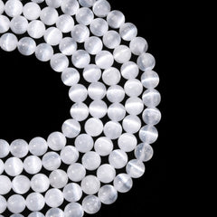 Selenite Beads 8mm Round Grade AAA (Natural) 15-16" Strand