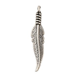 Feather Metal Pendant 32x7mm Antique Silver 10/pk