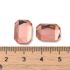 Rhinestone Cabochon Rectangle 14x10mm Padparadscha 4/pk