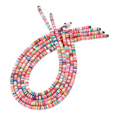 Long rainbow strands of disc-shaped polymer clay beads with the included cord