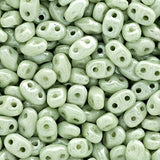 *Czech Miniduo Beads Chalk Light Green Luster 8g