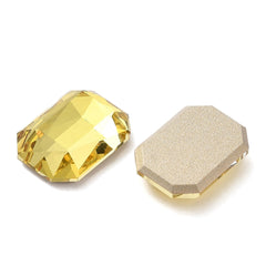 Rhinestone Cabochon Rectangle 14x10mm Citrine 4/pk