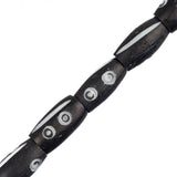 Bone Carved Tube Beads 0.5" Black & White 15/Strand