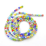 Evil Eye Round Glass Beads 4mm Multi Mix 15" Strand