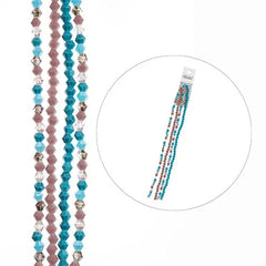 Crystal Lane Bicone 4mm Purple/Blue Mix 4 Strands 7in
