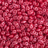 Matubo Czech Superduo Beads Opaque Coral Red White Luster 22g