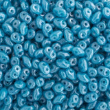 Matubo Czech Superduo Beads Turquoise Blue White Luster 22g