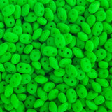 Matubo Czech Superduo Beads Alabaster Green Neon 22g