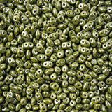 Matubo Czech Superduo Beads Green White Luster 22g