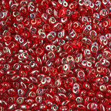 *Czech Miniduo Beads Ruby Celsian 8g