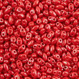 Matubo Czech Miniduo Beads Coral Red White Luster 13g