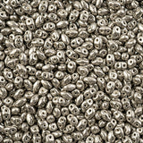 Matubo Czech Miniduo Beads Jet Silver Paste Matte 13g