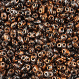 Matubo Czech Miniduo Beads Jet Tweedy Copper 13g