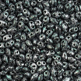 Matubo Czech Miniduo Beads Jet Tweedy Green 13g