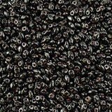 Matubo Czech Miniduo Beads Jet Travertine Dark 13g