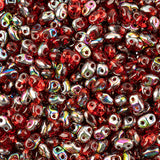*Czech Miniduo Beads Ruby Vitrail 8g