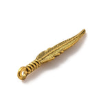 Feather Metal Pendant 32x7mm Antique Gold 10/pk