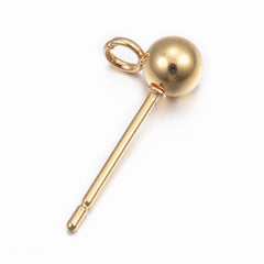 Earring Studs with Loop Stainless Steel 24kt GP 10/pk
