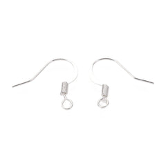 Fish Hook Ear Wire 17mm Silver 100/pk