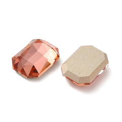Rhinestone Cabochon Rectangle 14x10mm Padparadscha 4/pk