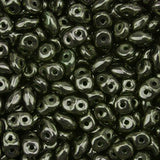 *Czech Miniduo Beads Jet Red Luster 8g