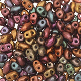 *Czech Miniduo Beads Crystal Violet Rainbow 8g