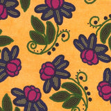 Cotton Fabric Real Beads Flowers Yellow - Half Yard