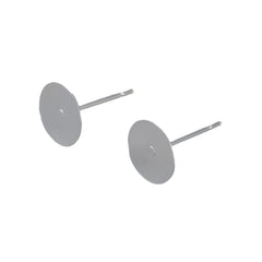 Earring Studs 8mm Pad Stainless Steel Silver 100/pk