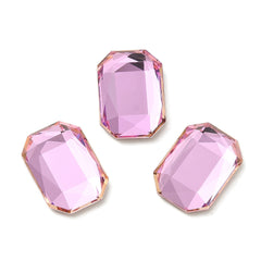 Rhinestone Cabochon Rectangle 14x10mm Light Rose 4/pk