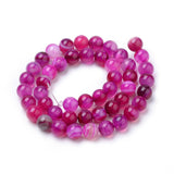 Striped Agate Fuchsia Beads 10mm Round (Natural/Dyed) 15-16" Strand