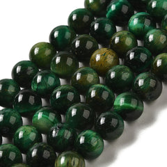 Tiger Eye Green Beads 10mm Round (Natural/Dyed) 15-16" Strand