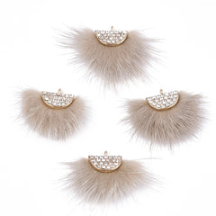 Faux Mink Fur Tassels 1.25" Tan 2/pk