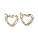 Heart Rhinestone Charm 13x11mm Gold 5/pk