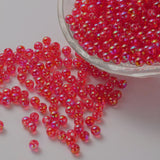 Round Plastic Beads 5mm Transparent Red AB 25g