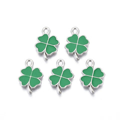 Clover Enamel Charm 19x13mm 5/pk