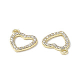 Heart Rhinestone Charm 13x11mm Gold 5/pk