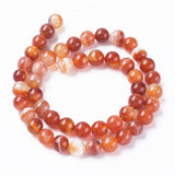 Striped Agate Orange Beads 4mm Round (Natural/Dyed) 15-16" Strand