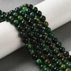 Tiger Eye Green Beads 6mm Round (Natural/Dyed) 15-16" Strand