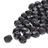 Fire Polished 6mm Round Jet Black 25/Strand