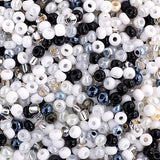 8/0 Czech Seed Beads #0156 Black/White Multi Mix 22g