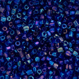 9/0 Czech 3-Cut Seed Beads Transparent Navy Blue Iris 13g