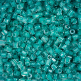 9/0 Czech 3-Cut Seed Beads Transparent Crystal Green C/L 13g