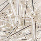 25mm Czech Bugle Beads Silver Lined Crystal 25g Bag