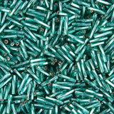 #4 Twisted Czech Bugle Beads Silver Lined Teal Green 25g Bag