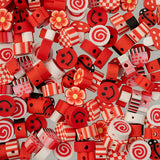 Craft Beads Clay Mixed Shapes Red 120/pk