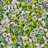 Craft Beads Plastic Disc 7mm Green Mix 72g