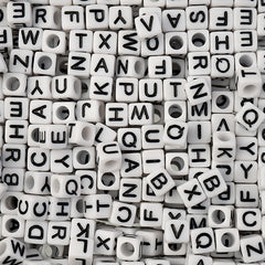 Craft Beads Plastic Alphabet Cube 6mm White 72g