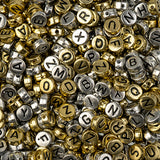 Craft Beads Plastic Alphabet Disc 7mm Silver & Gold 72g